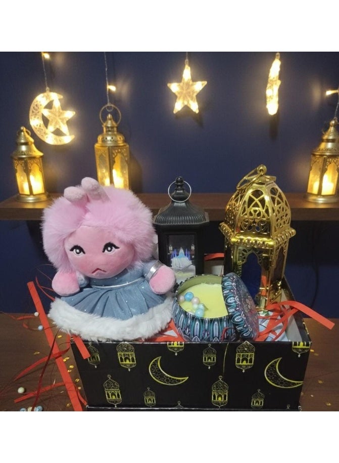 Ramadan Box + 4 Gifts (Tomtom Doll + Golden Lantern for the Door + Fragrant Scented Candle + Hanging Lantern) - Image 1